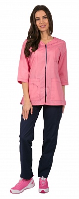 Женский костюм Спринт (ткань ТиСи), розовый/тёмно-синий